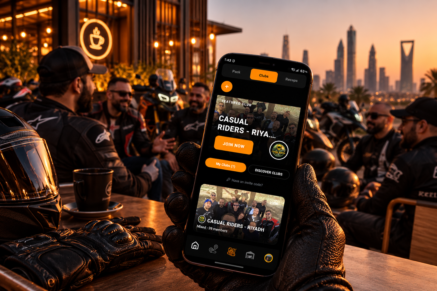 Riyadh riders club meetup with motorcyclists together